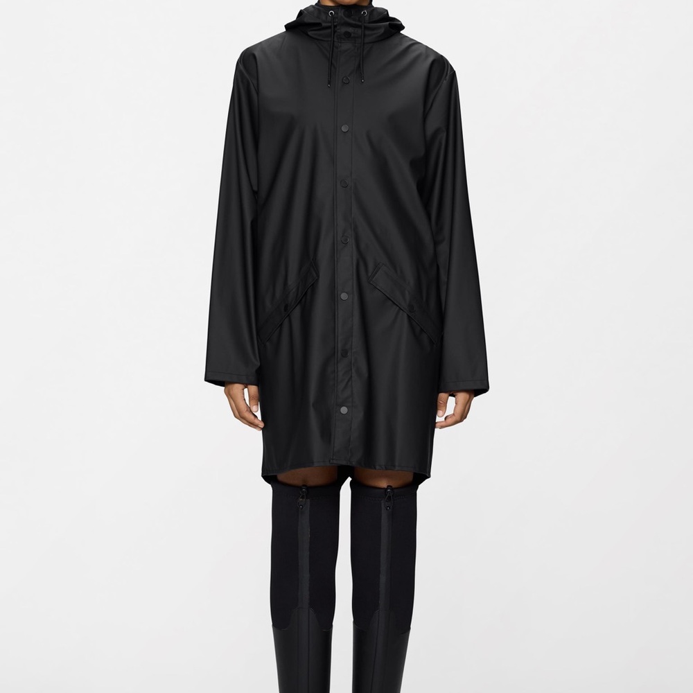 Rains Black Hooded Raincoat